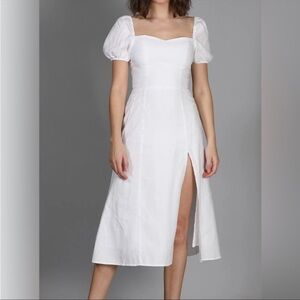 Women's Reformation Belgium Linen Midi Dress White size 12 NWT